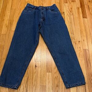 Burylane Tapered Jeans Flannel Lined Blue Size 14 Solid Zip 100% Cotton